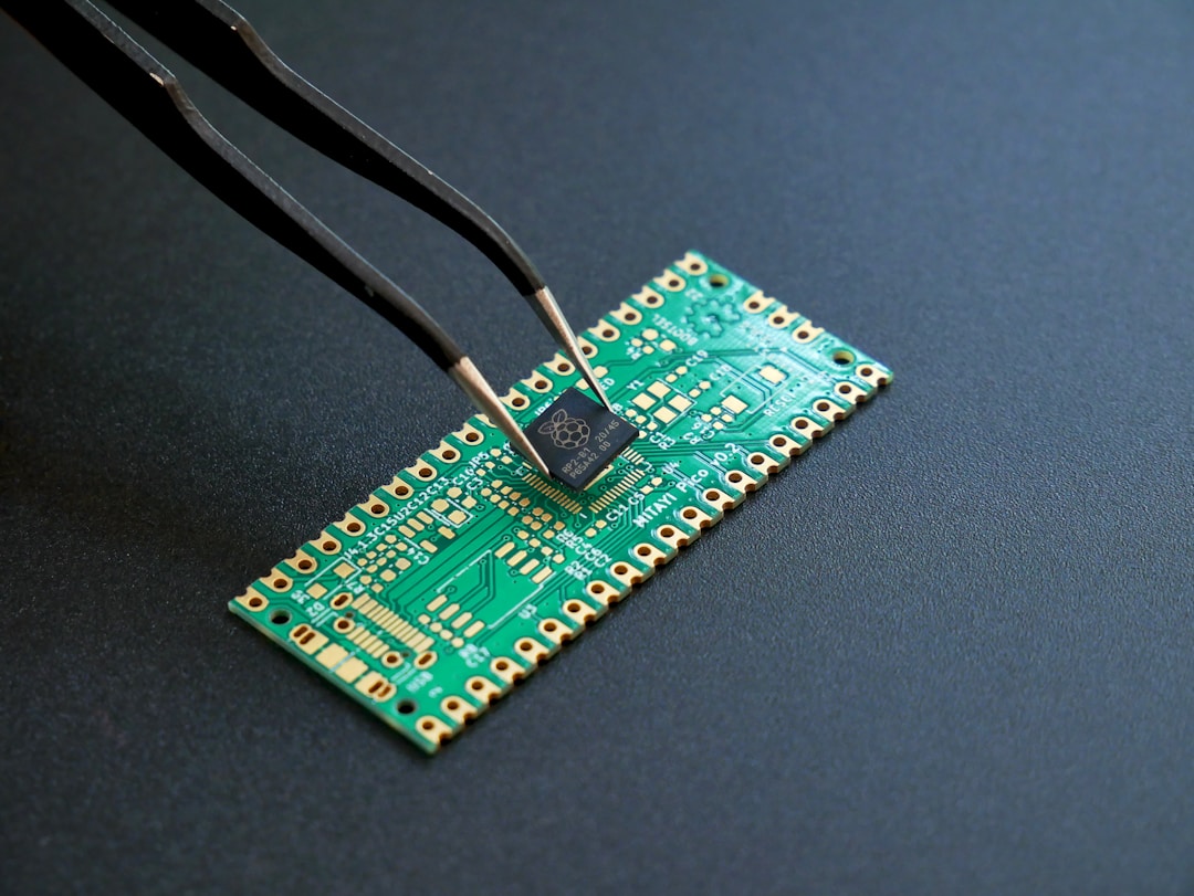 A circuit board with densely packed electronic components representing the analog front end that converts light into a digital signal